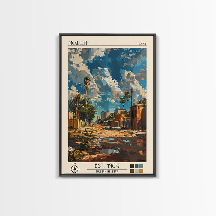 McAllen Travel Poster, Canvas Print, Retro Travel Poster, City Wall Art, City Travel Poster, Mid Century Wall Art, City Illustration
