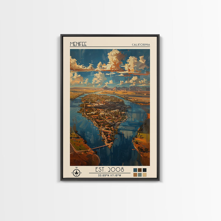 Menifee Travel Poster, Canvas Print, Travel Wall Decor, Minimalist Poster, City Wall Art, Poster Print, Modern Wall Decor, Art Print