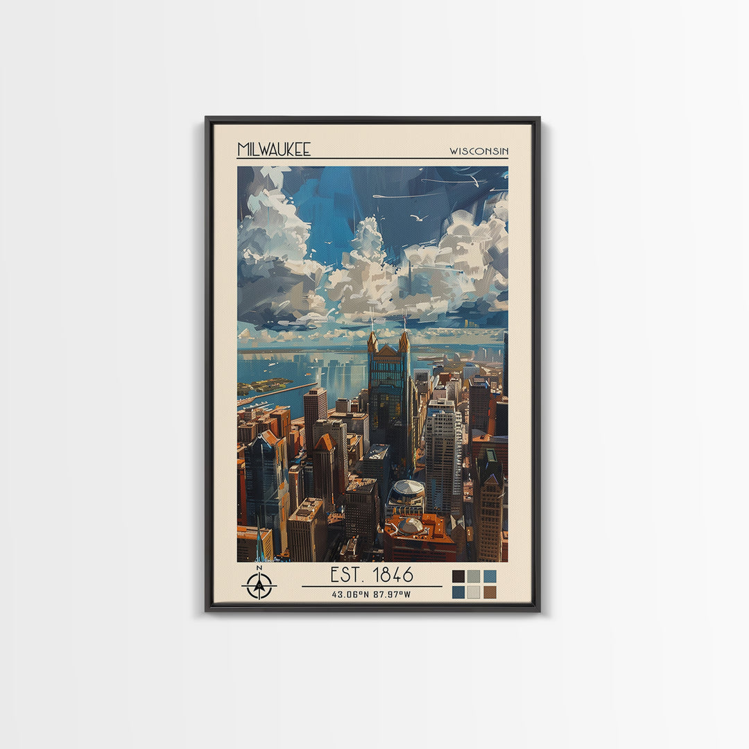 Milwaukee Travel Poster, Canvas Print, Travel Wall Art, City Wall Art, Vintage Travel Print, Retro Travel Print, Retro Travel Poster
