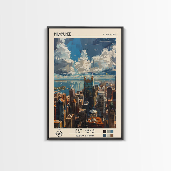 Milwaukee Travel Poster, Canvas Print, Travel Wall Art, City Wall Art, Vintage Travel Print, Retro Travel Print, Retro Travel Poster