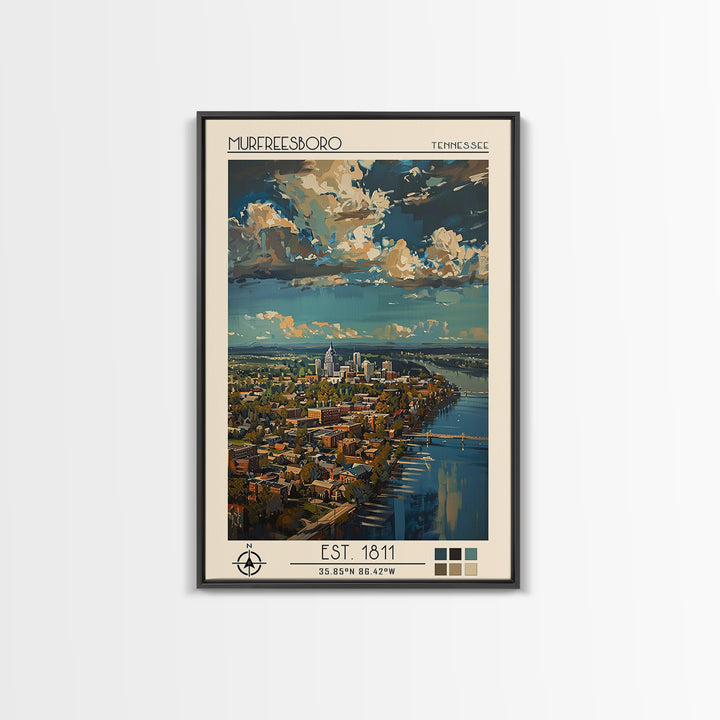 Murfreesboro Travel Poster, Canvas Print, Poster Print, Travel Wall Art, Vintage Travel Art, Living Room Wall Art, City Illustration