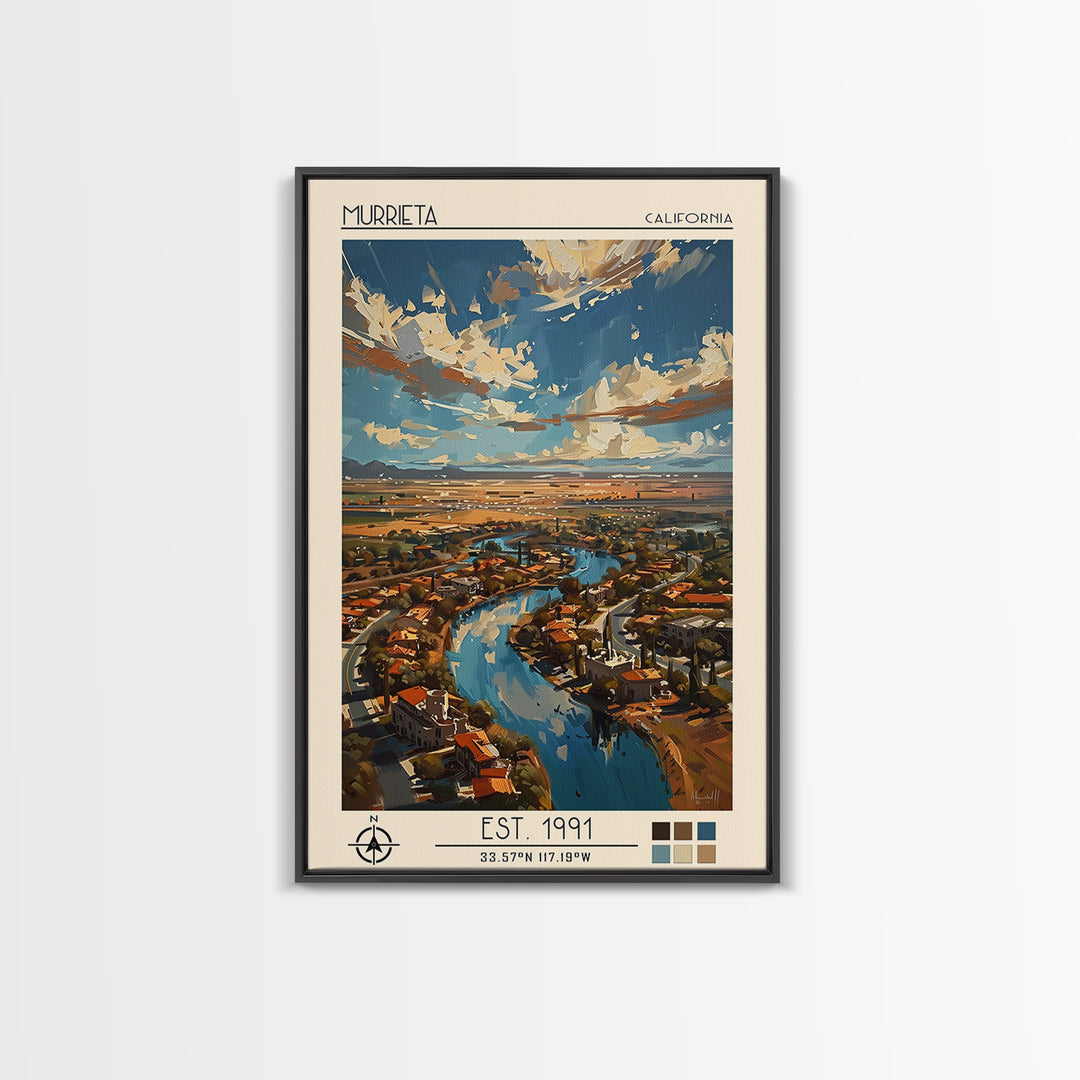 Murrieta Travel Poster, Canvas Print, Retro Wall Art, Travel Print, City Illustration, City Travel Poster, Art Print, Vintage Poster