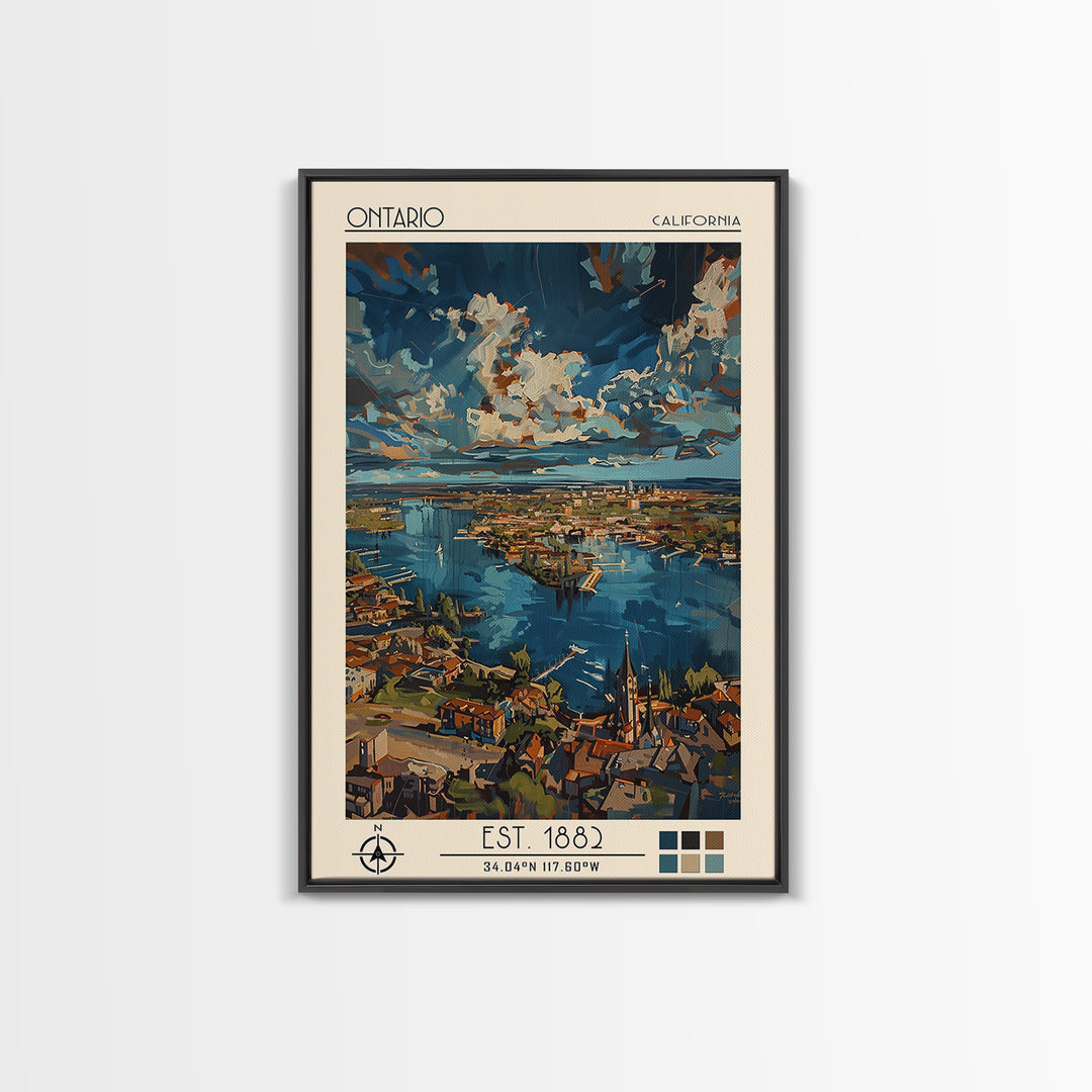 Ontario Travel Poster, Framed Canvas Print, Poster Print, Travel Wall Art, Art Print, Wall Art, Travel Wall Decor, City Illustration
