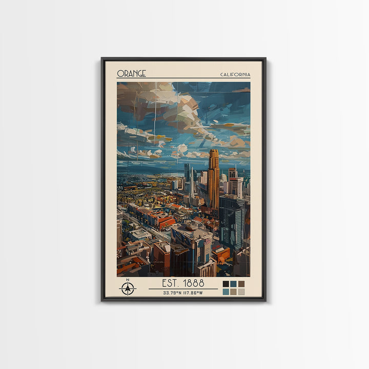 Orange Travel Poster, Canvas Print, Retro Travel Poster, City Wall Art, Vintage Travel, Travel Wall Art, Landscape Art, Poster Print