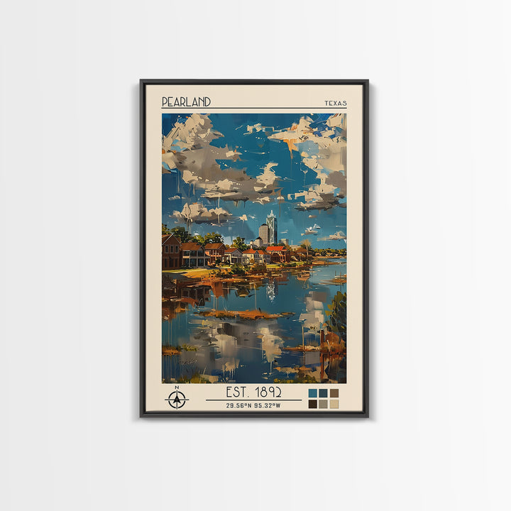 Pearland Travel Poster, Framed Canvas Print, City Travel Poster, Vintage City Poster, Vintage Poster, Travel Wall Art, Travel Prints