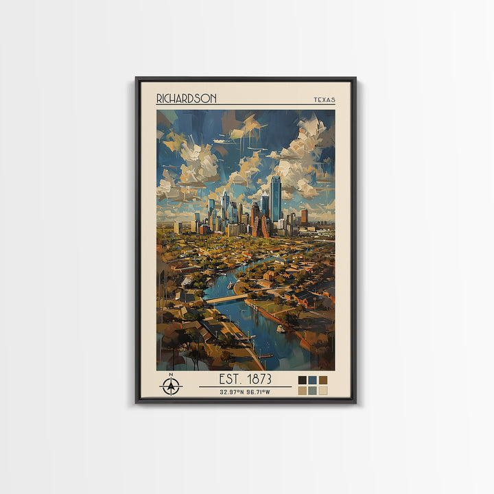 Richardson Travel Poster, Canvas Print, City Travel Poster, Vintage City Poster, Travel Art Print, Fine Art Print, Minimalist Poster