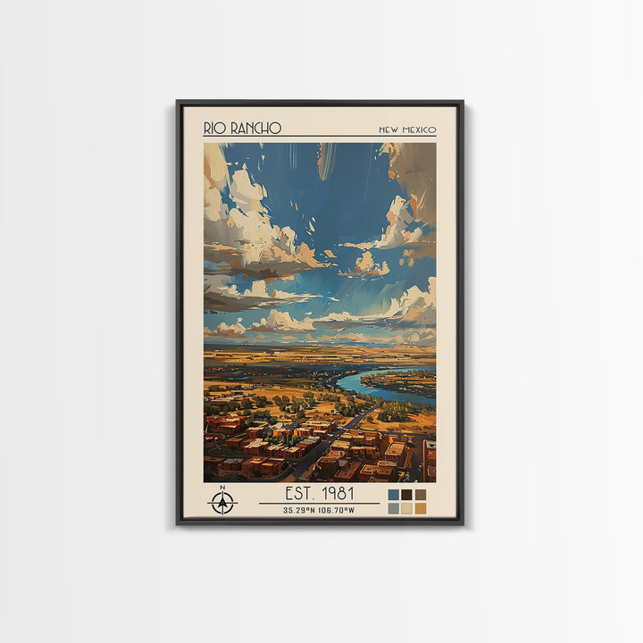 Rio Rancho Travel Poster, Framed Canvas Print, Travel Wall Decor, Minimalist Poster, Landscape Art, Travel Decor, City Travel Poster