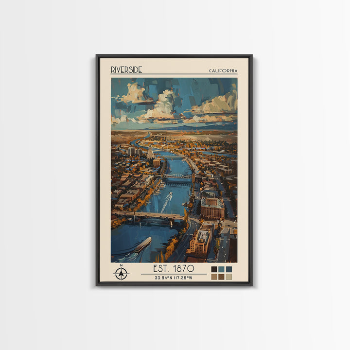 Riverside Travel Poster, Canvas Print, Travel Wall Decor, Minimalist Poster, Home Decor, City Wall Art, Art Print, Home Office Decor