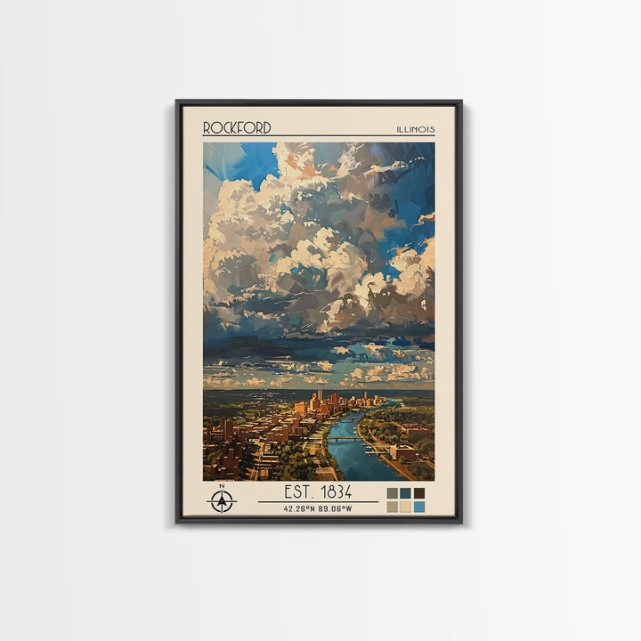 Rockford Travel Poster, Canvas Print, Travel Wall Decor, Minimalist Poster, Travel Art Print, Retro Travel Poster, Modern Wall Decor