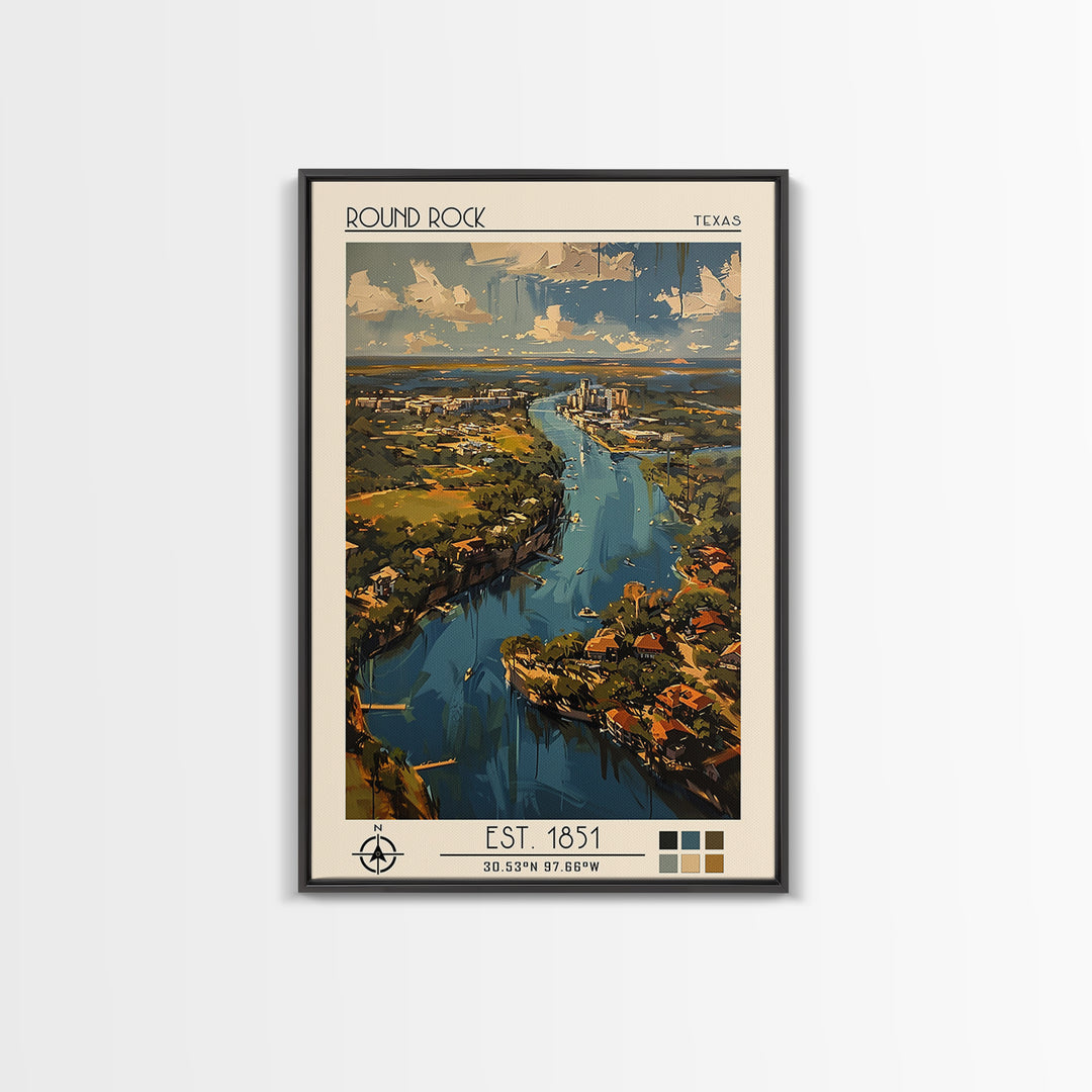 Round Rock Travel Poster, Canvas Print, Travel Prints, Landscape Art, Colorful Wall Art, Poster Print, Poster Art, Travel Wall Decor