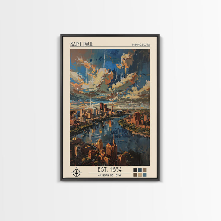 Saint Paul Travel Poster, Canvas Print, Retro Travel Poster, City Wall Art, Watercolor Cityscape, Minimalist Poster, Wanderlust Gift