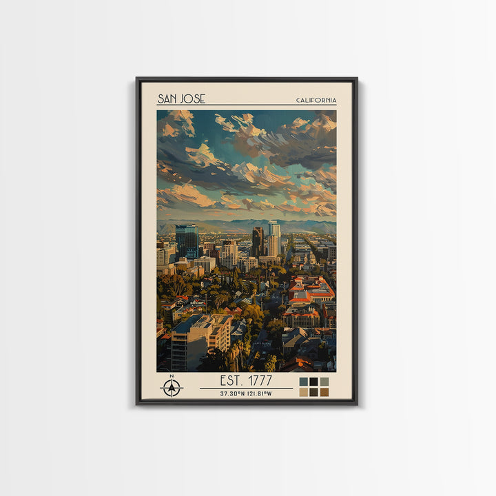 San Jose Travel Poster, Canvas Print, Retro Travel Poster, City Wall Art, Retro Wall Art, Vintage Travel Print, Living Room Wall Art