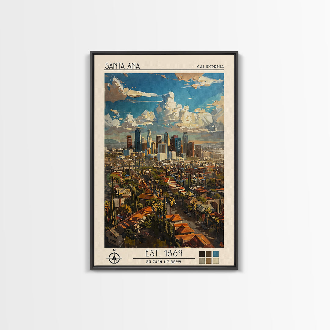 Santa Ana Travel Poster, Framed Canvas Print, City Art Print, Travel Wall Art, Wanderlust Gift, Vintage Travel Print, Vintage Poster