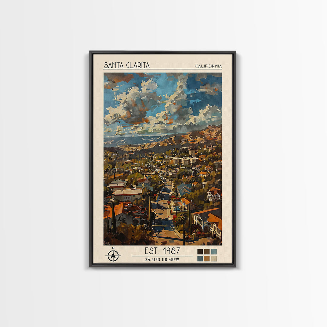 Santa Clarita Travel Poster, Canvas Print, City Travel Poster, Vintage City Poster, City Wall Art, Minimalist Poster, Travel Posters
