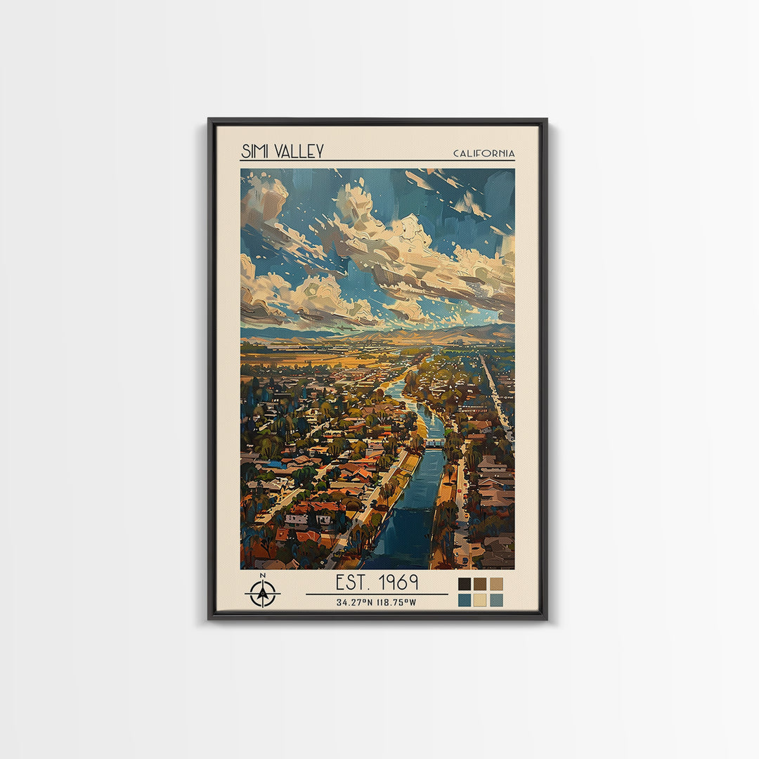 Simi Valley Travel Poster, Framed Canvas Print, City Art Print, Travel Wall Art, Living Room Wall Art, Retro Travel Poster, Wall Art