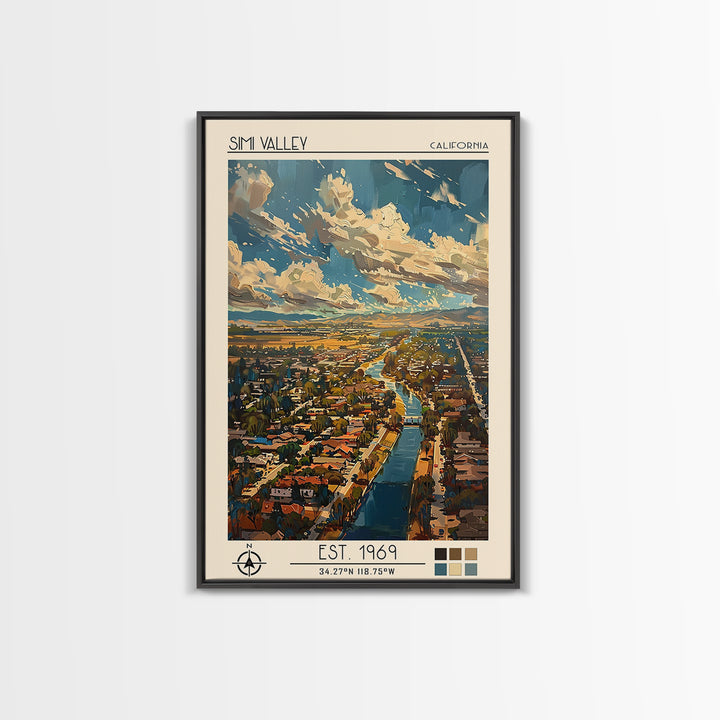 Simi Valley Travel Poster, Framed Canvas Print, City Art Print, Travel Wall Art, Living Room Wall Art, Retro Travel Poster, Wall Art