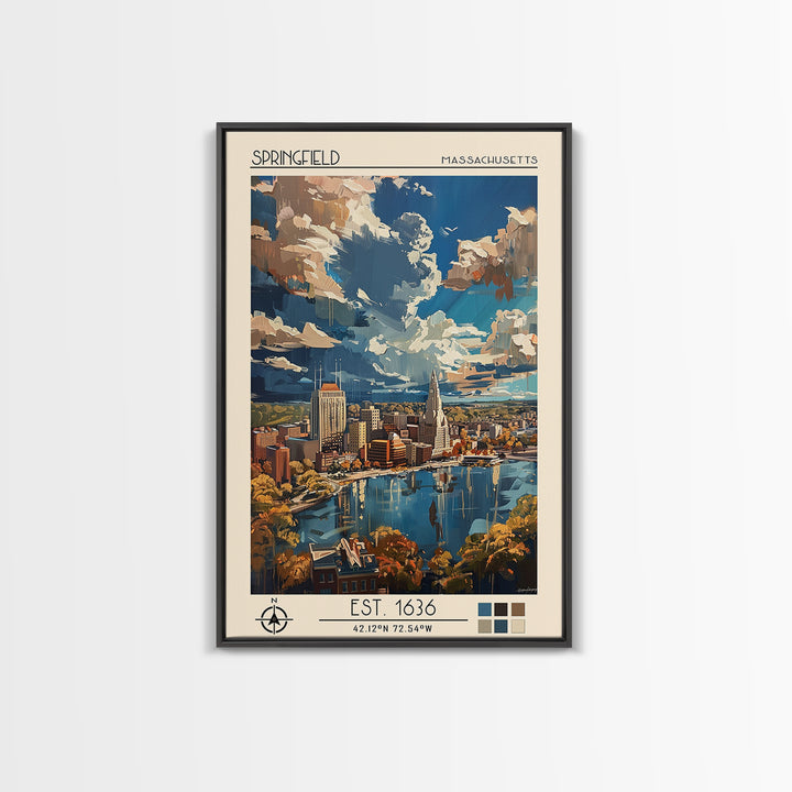 Springfield Travel Poster, Framed Canvas Print, Retro Travel Poster, City Wall Art, Fine Art Print, Travel Wall Decor, Landscape Art