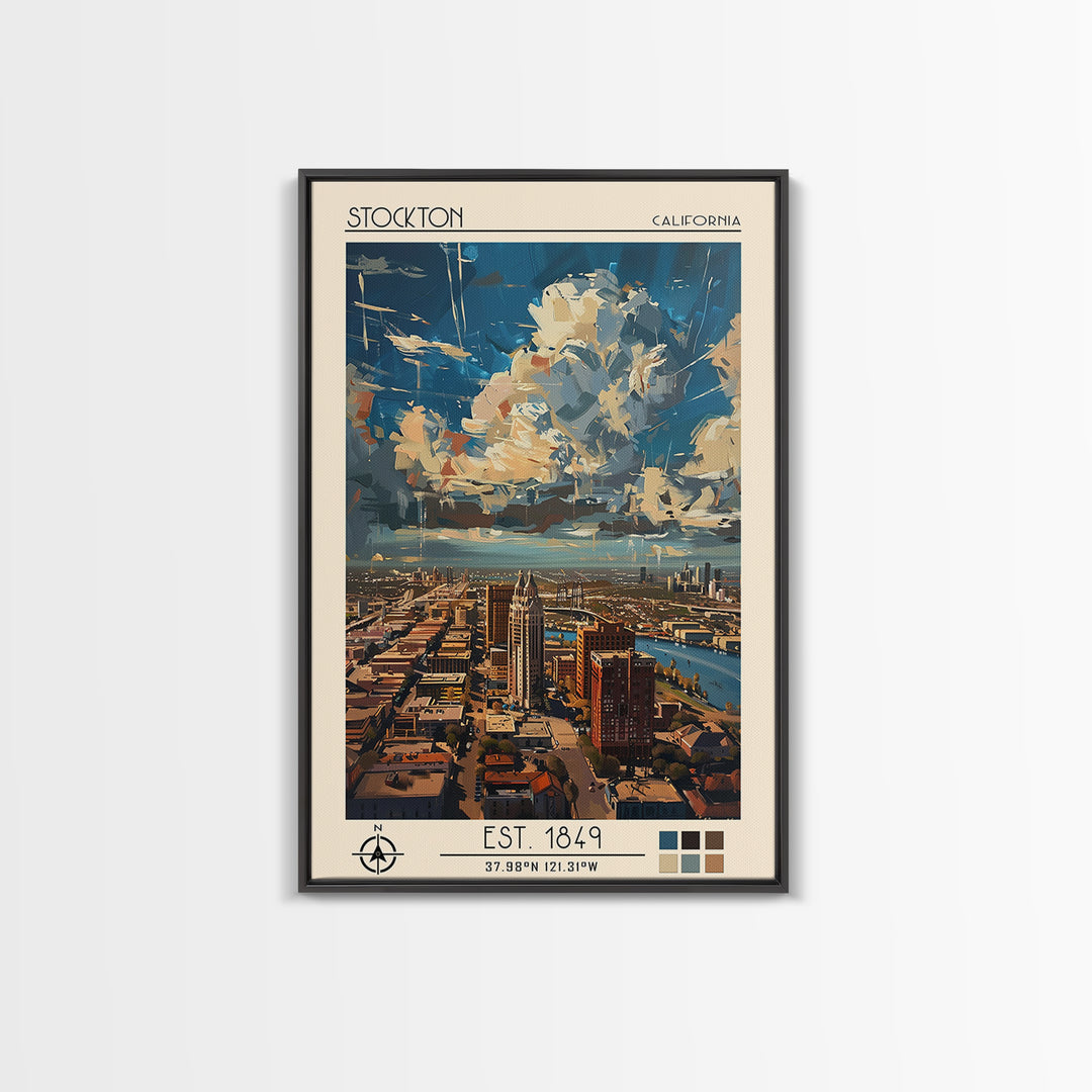 Stockton Travel Poster, Canvas Print, Travel Art Print, Modern Wall Decor, Travel Prints, City Wall Art, Landscape Art, Travel Decor