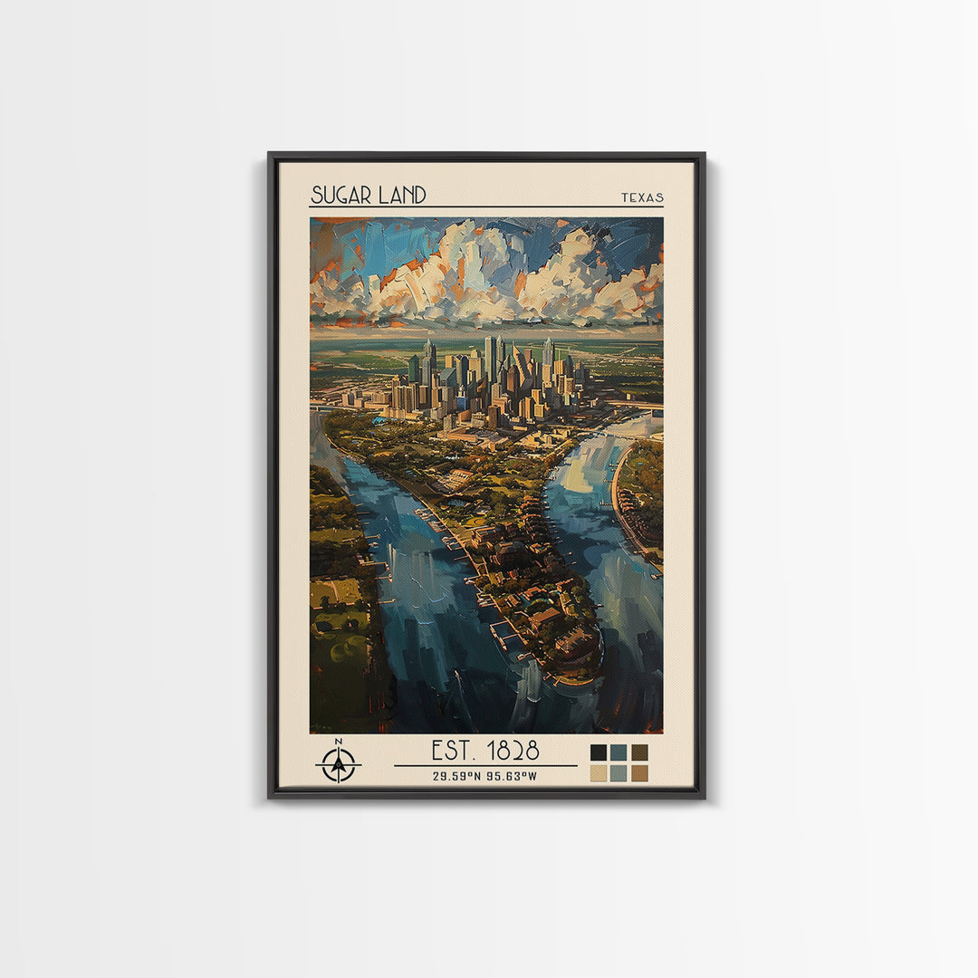 Sugar Land Travel Poster, Canvas Print, City Travel Poster, Travel Wall Decor, Art Print, Landscape Art, Travel Wall Art, Poster Art