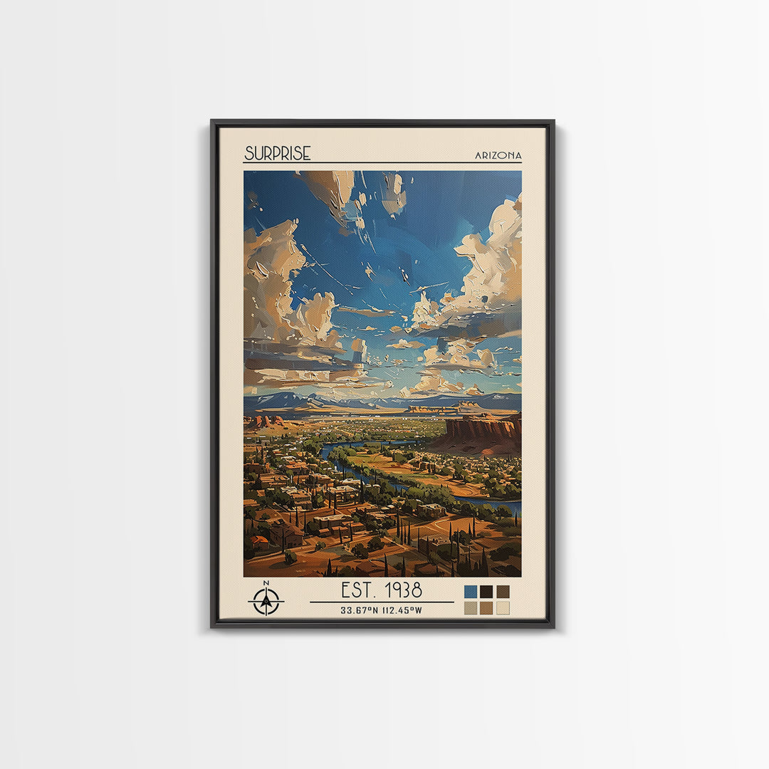Surprise Travel Poster, Canvas Print, Travel Prints, Landscape Art, Vintage City Poster, Travel Print, Wall Art, Retro Travel Poster