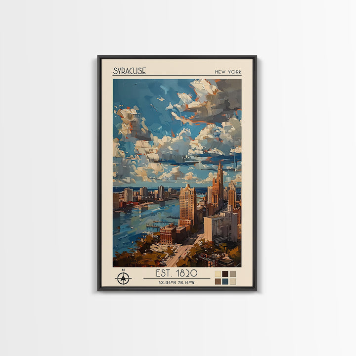 Syracuse Travel Poster, Framed Canvas Print, Vintage Travel Print, City Wall Art, Travel Print, Vintage Travel, Living Room Wall Art