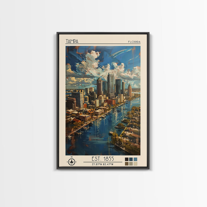 Tampa Travel Poster, Canvas Print, City Travel Poster, Vintage City Poster, Living Room Wall Art, City Art Print, Vintage Travel Art