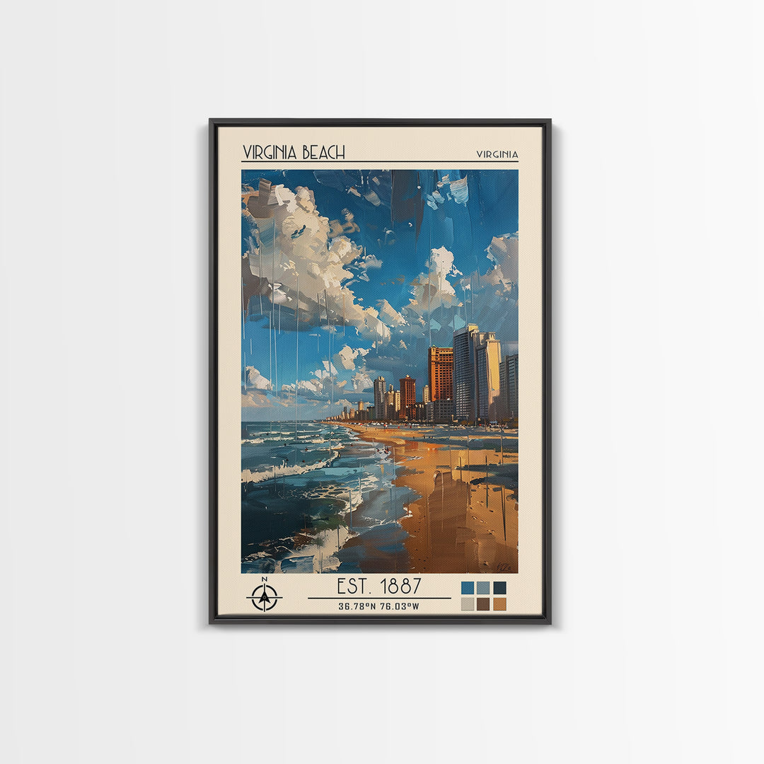 Virginia Beach Travel Poster, Canvas Print, City Art Print, Travel Wall Art, Vintage Poster, City Travel Poster, Vintage City Poster
