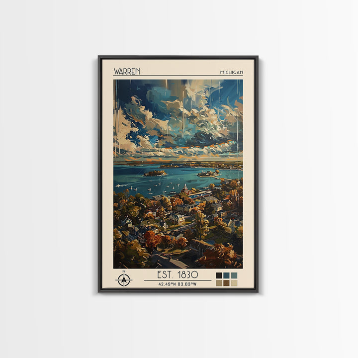Warren Travel Poster, Framed Canvas Print, Retro Wall Art, Travel Print, Poster Art, Wanderlust Gift, Travel Decor, Gallery Wall Set