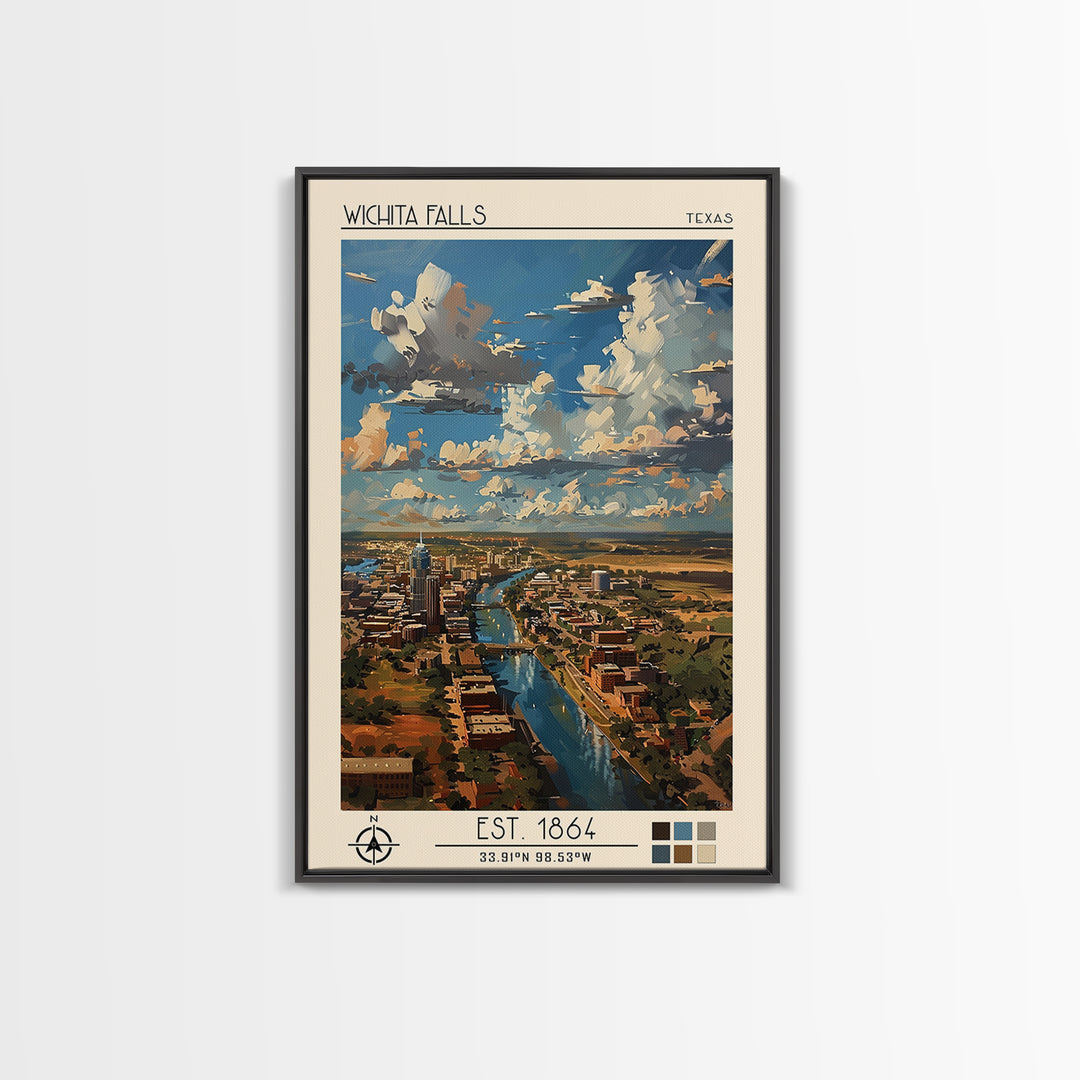 Wichita Falls Travel Poster, Canvas Print, City Travel Poster, Vintage City Poster, Vintage Poster, Travel Art Print, Travel Posters