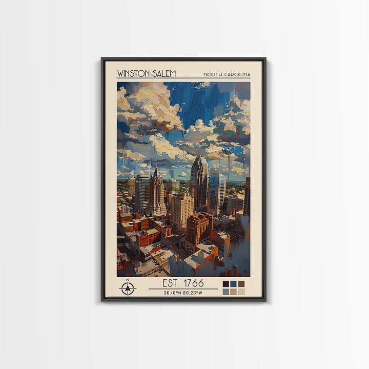 Winston-Salem Travel Poster, Canvas Print, City Art Print, Travel Wall Art, City Travel Poster, Home Office Decor, Travel Wall Decor