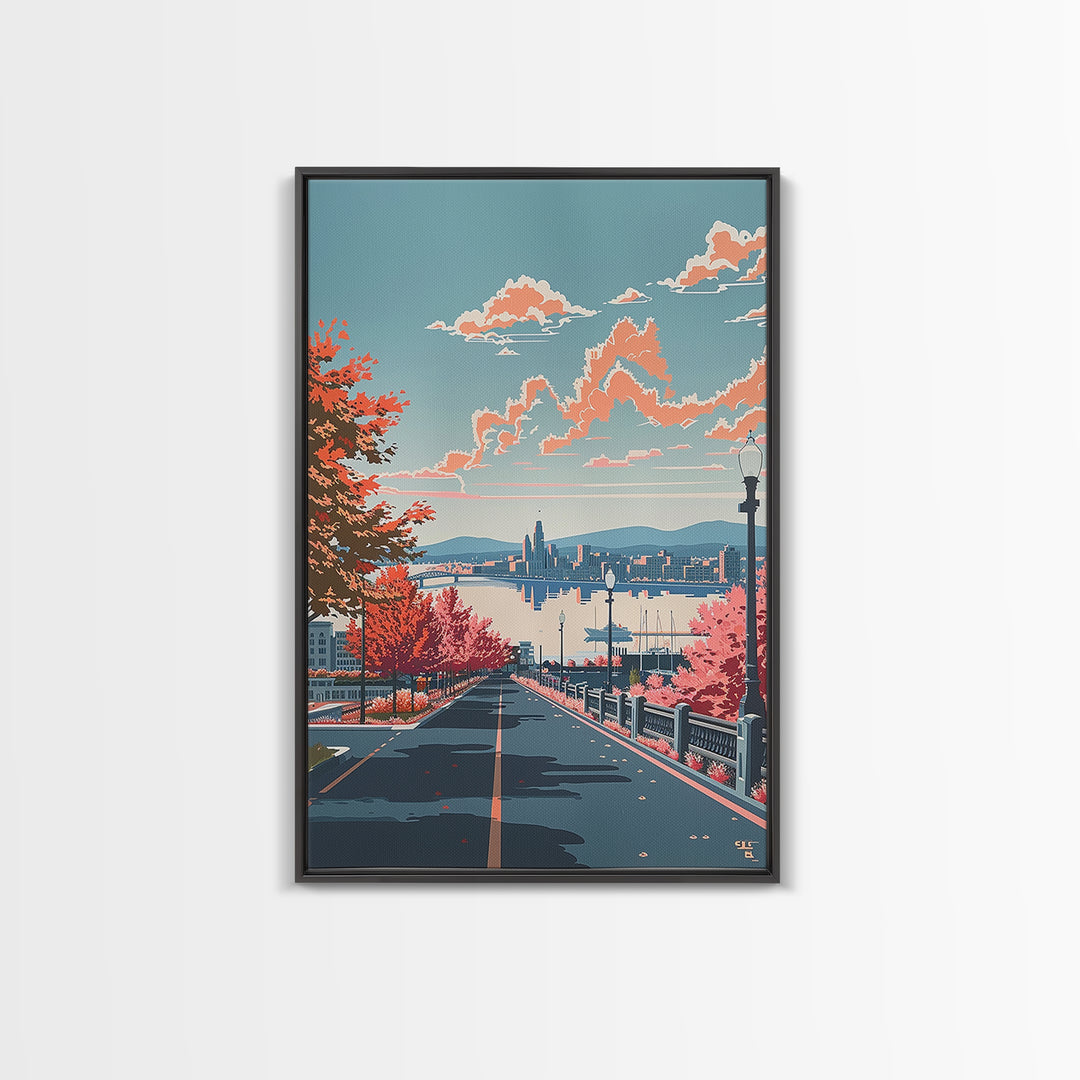 Albany Travel Poster, Framed Canvas Print, Retro Wall Art, Travel Print, Modern Wall Decor, Travel Wall Art, Wall Art, City Wall Art