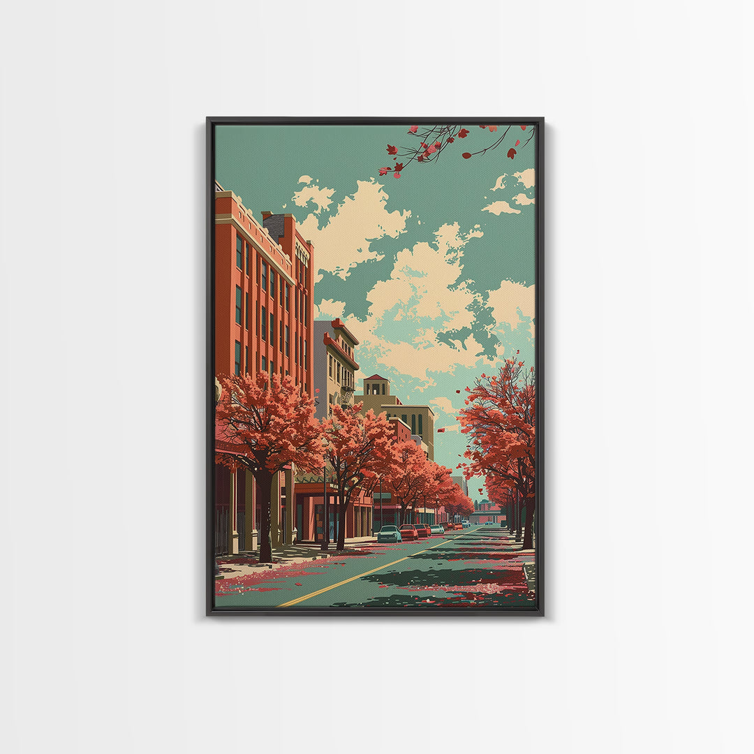 Amarillo Travel Poster, Framed Canvas Print, Retro Travel Poster, City Wall Art, Retro Travel Print, Vintage Travel, Vintage Posters