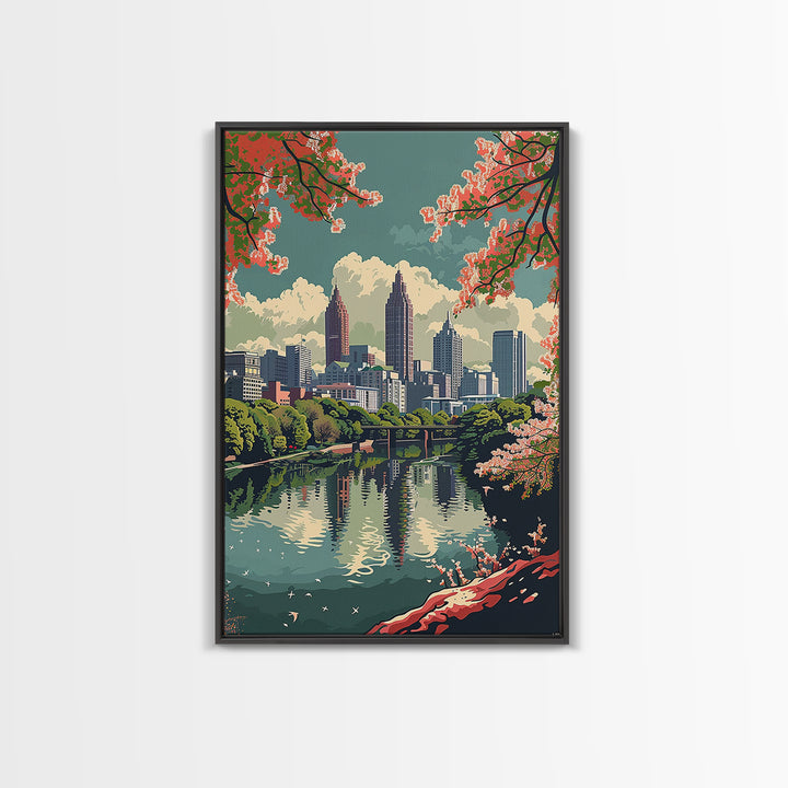 Atlanta Travel Poster, Framed Canvas Print, City Travel Poster, Travel Wall Decor, Travel Decor, Retro Travel Poster, Fine Art Print