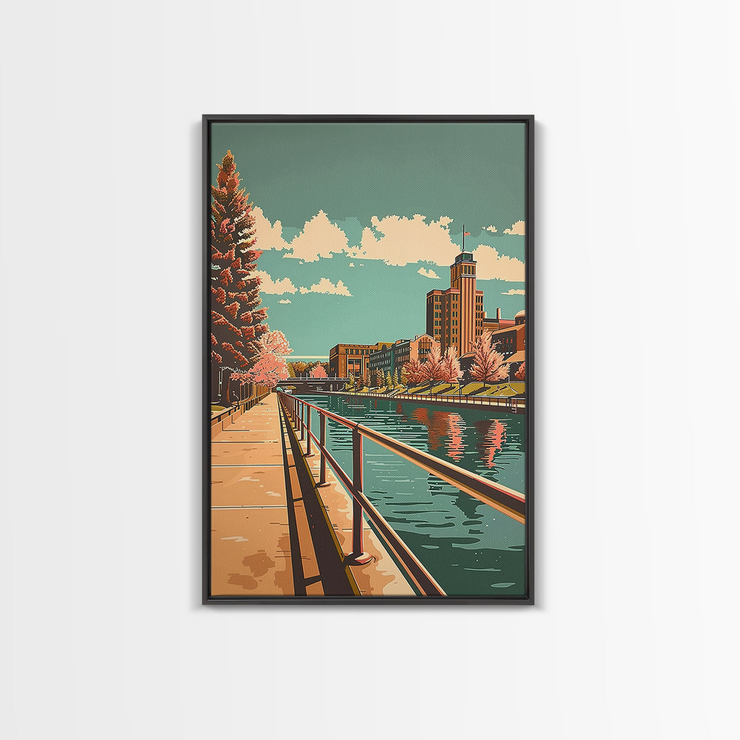 Aurora Illinois Travel Poster, Canvas Print, Travel Prints, Landscape Art, Living Room Wall Art, Modern Wall Decor, Gallery Wall Set
