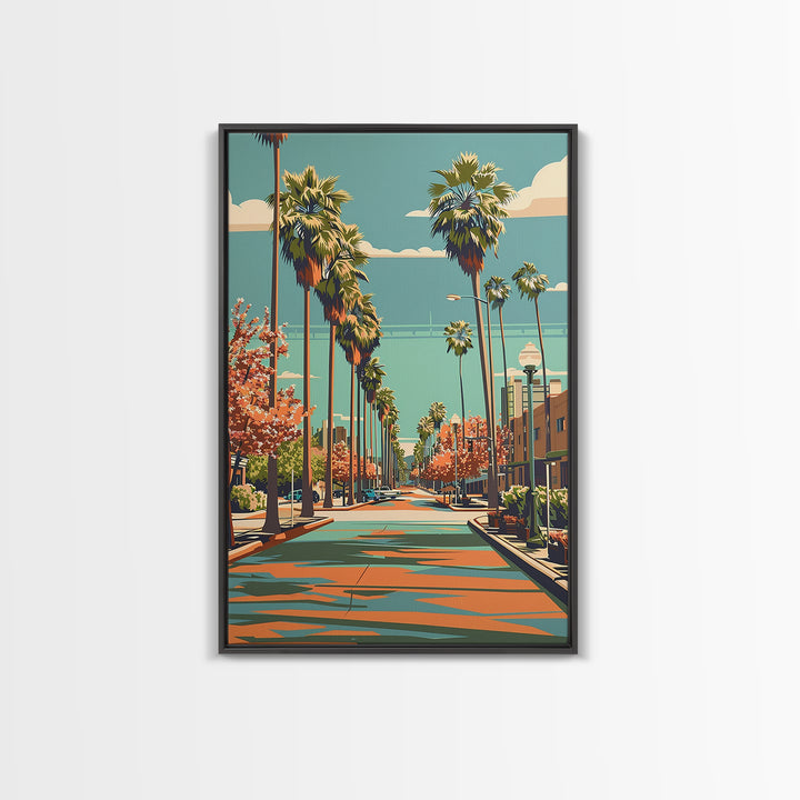Bakersfield Travel Poster, Framed Canvas Print, Travel Wall Decor, Minimalist Poster, Art Print, Travel Wall Art, City Travel Poster