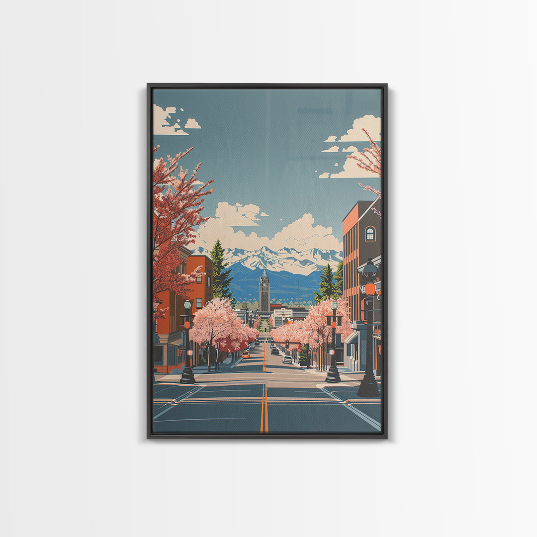 Billings Travel Poster, Framed Canvas Print, Travel Prints, Landscape Art, Living Room Wall Art, Travel Art Print, Home Office Decor