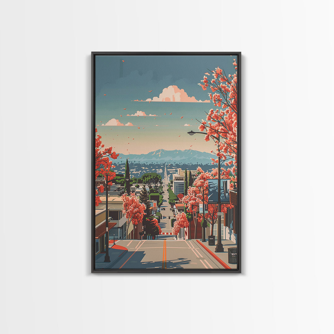 Burbank Travel Poster, Canvas Print, Travel Prints, Landscape Art, Home Decor, City Wall Art, Travel Wall Decor, Retro Travel Poster