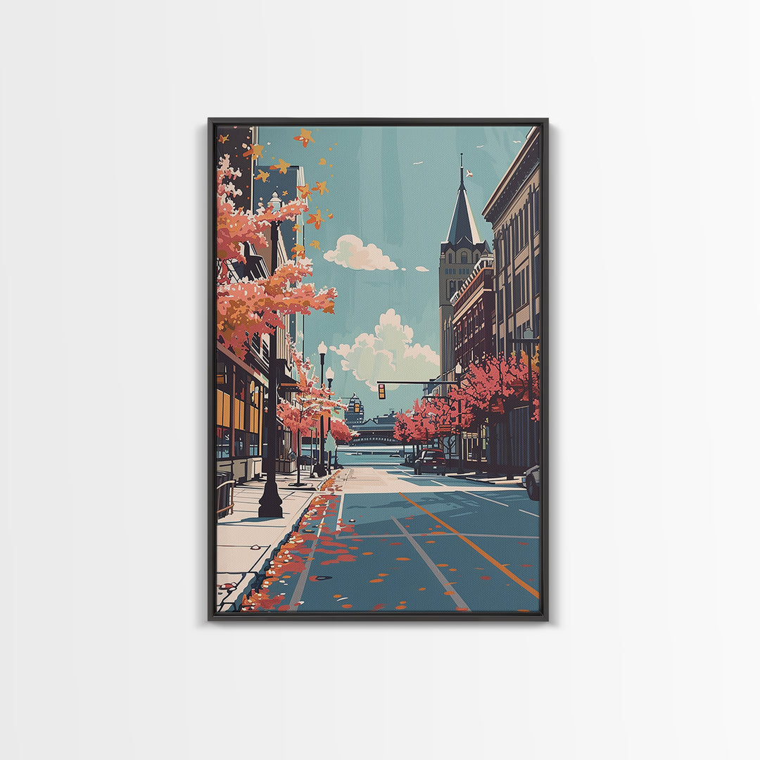 Cedar Rapids Travel Poster, Canvas Print, Travel Wall Art, City Wall Art, Minimalist Poster, City Illustration, Living Room Wall Art