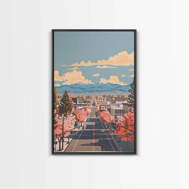 Chico Travel Poster, Framed Canvas Print, City Travel Poster, Travel Wall Art, Modern Wall Decor, Poster Print, Living Room Wall Art