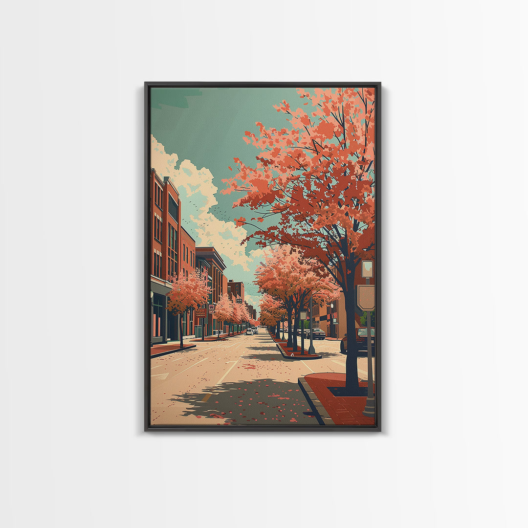 Clarksville Travel Poster, Framed Canvas Print, Travel Prints, Landscape Art, Mid Century Wall Art, Retro Wall Art, Gallery Wall Set