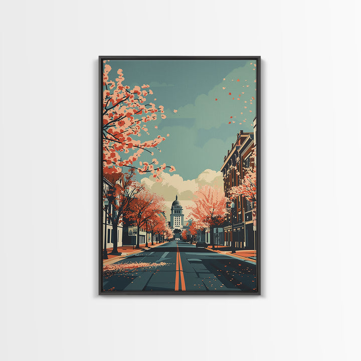 Columbia Missouri Travel Poster, Canvas Print, Travel Wall Art, City Wall Art, Retro Travel Print, Fine Art Print, Colorful Wall Art
