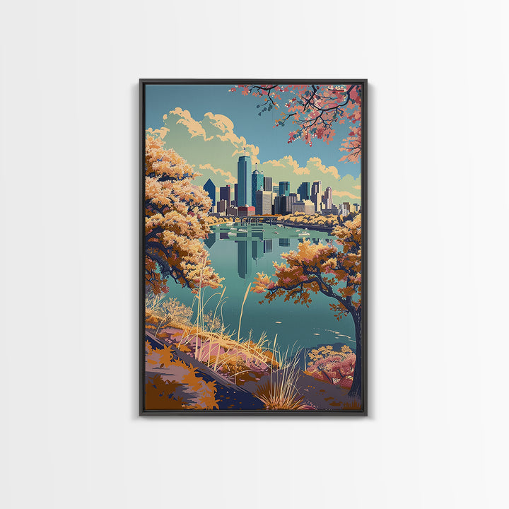 Dallas Travel Poster, Canvas Print, Retro Travel Poster, City Wall Art, Fine Art Print, City Art Print, Art Print, Colorful Wall Art