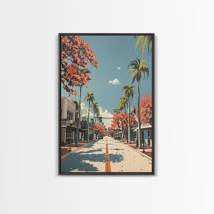 Davie Travel Poster, Framed Canvas Print, Retro Travel Poster, City Wall Art, Retro Travel Print, Wanderlust Gift, City Illustration