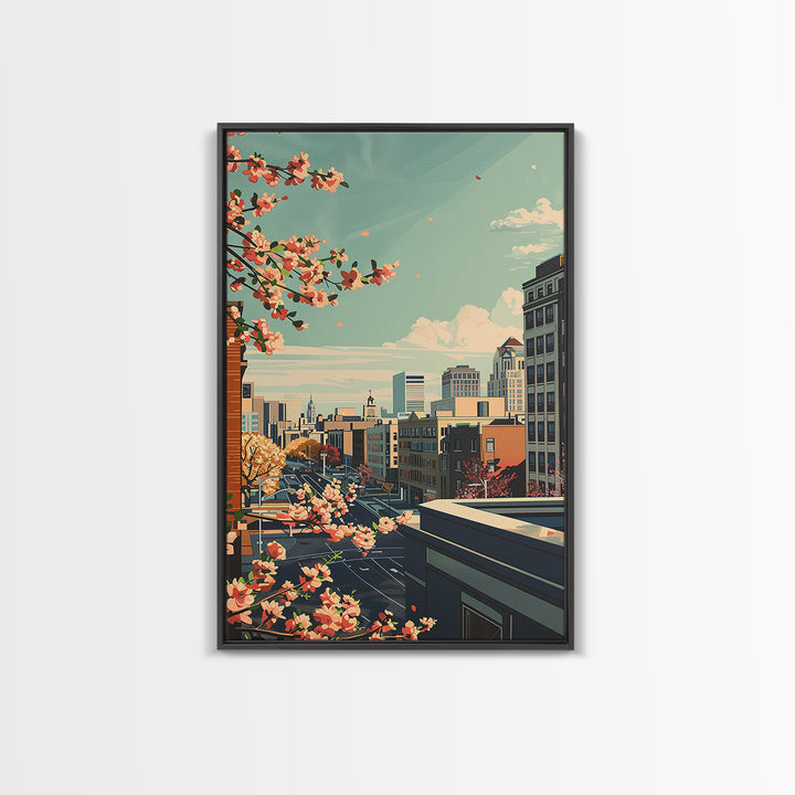 Dayton Travel Poster, Framed Canvas Print, City Travel Poster, Travel Wall Art, Home Office Decor, Travel Wall Decor, Travel Posters