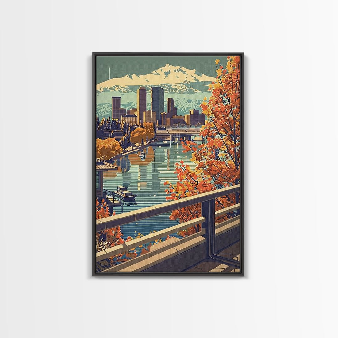 Denver Travel Poster, Framed Canvas Print, Vintage Travel Print, City Wall Art, Gallery Wall Set, Travel Wall Art, Minimalist Poster