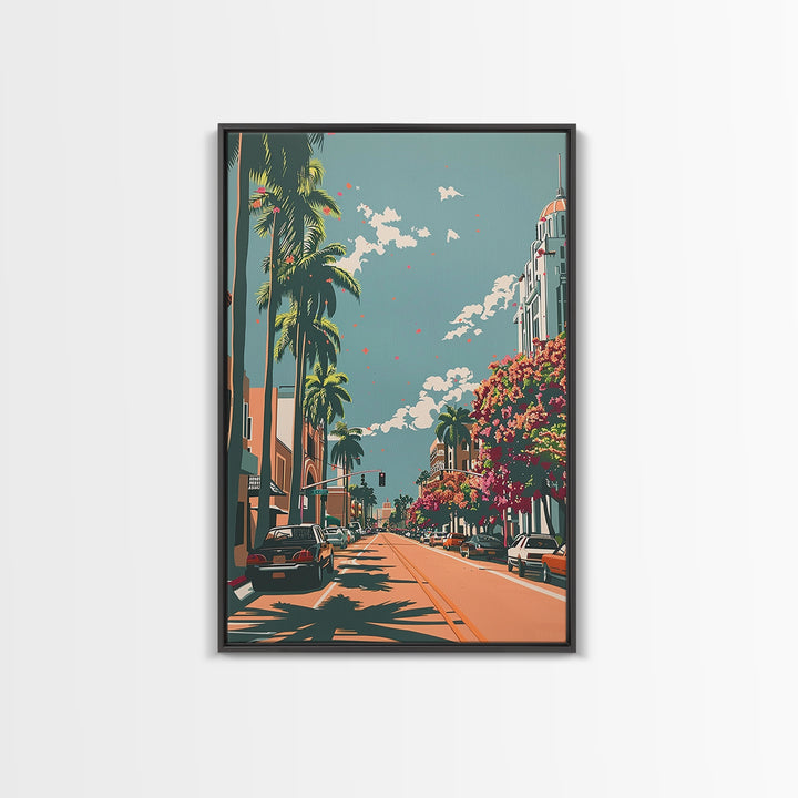 Hollywood Travel Poster, Canvas Print, City Travel Poster, Travel Wall Art, Wanderlust Gift, Minimalist Poster, Living Room Wall Art