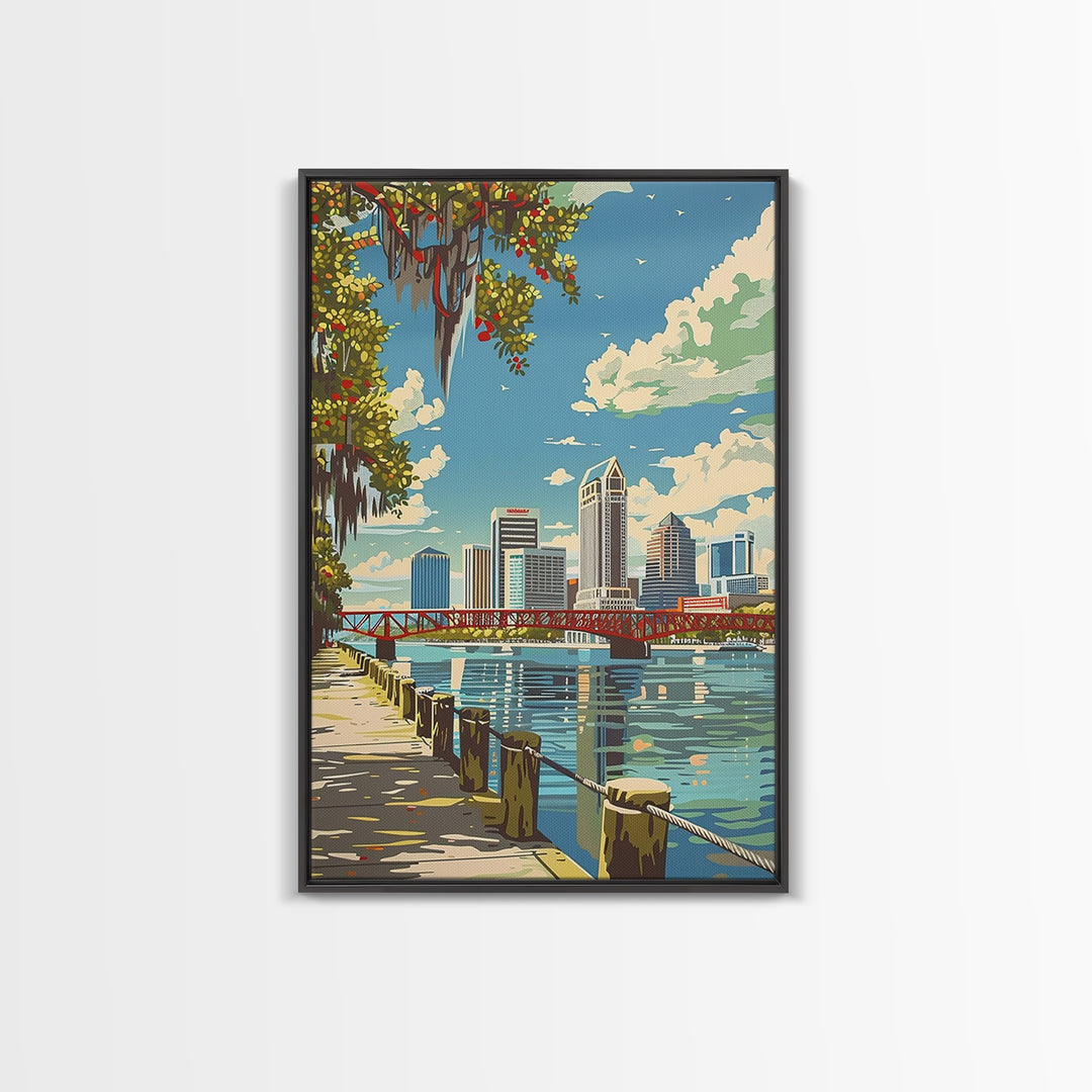 Jacksonville Travel Poster, Framed Canvas Print, City Travel Poster, Travel Wall Decor, Travel Art Print, City Art Print, Poster Art
