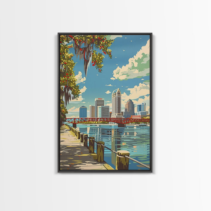 Jacksonville Travel Poster, Framed Canvas Print, City Travel Poster, Travel Wall Decor, Travel Art Print, City Art Print, Poster Art