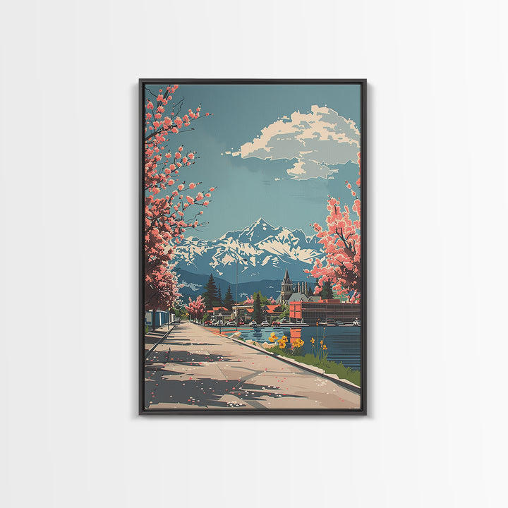Lakewood Travel Poster, Framed Canvas Print, City Travel Poster, Travel Wall Decor, Art Print, Mid Century Wall Art, Travel Wall Art