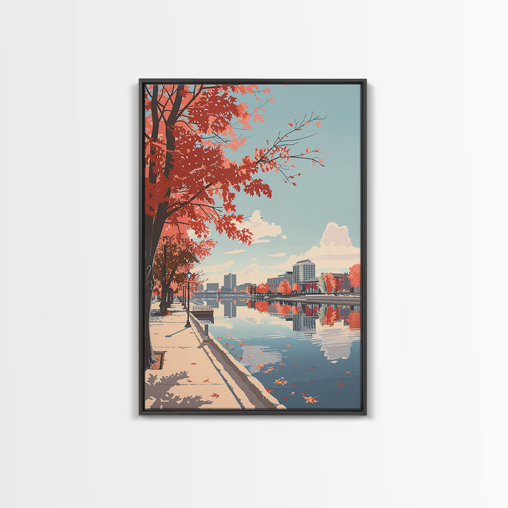 Lansing Travel Poster, Framed Canvas Print, Travel Prints, Landscape Art, Art Print, Gallery Wall Set, Poster Print, Wanderlust Gift